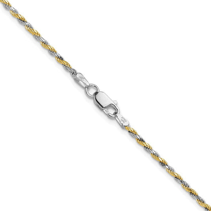 Sterling Silver And Vermeil 1.85mm Diamond-cut Rope Chain Necklace