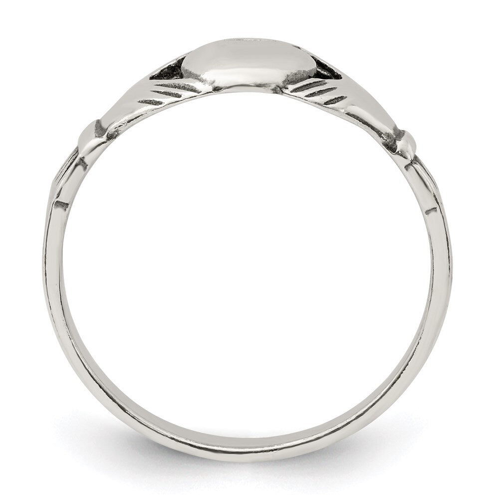 Sterling Silver Antiqued Claddagh Ring Size 7