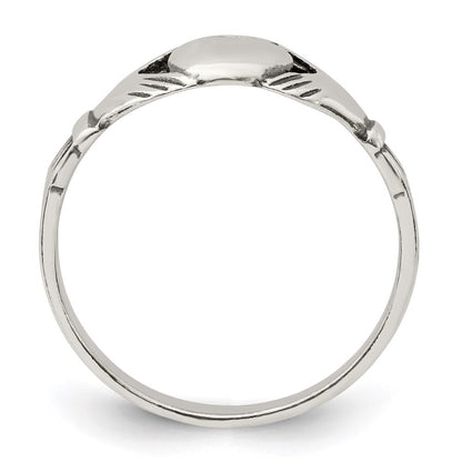 Sterling Silver Antiqued Claddagh Ring Size 7