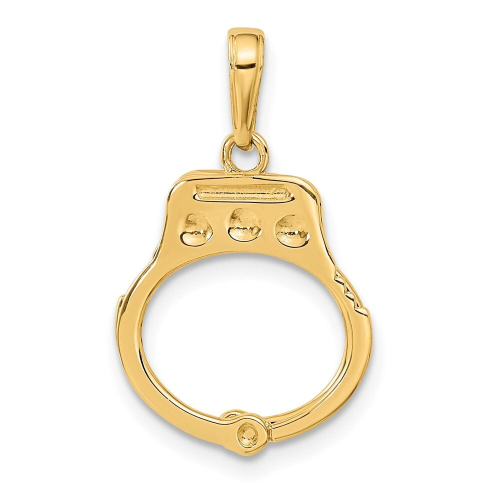 14k Yellow Gold 2-Piece Handcuffs Charm Pendant for Women