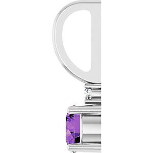 14k White Gold Natural Amethyst & .015 CT Natural Diamond Charm Pendant