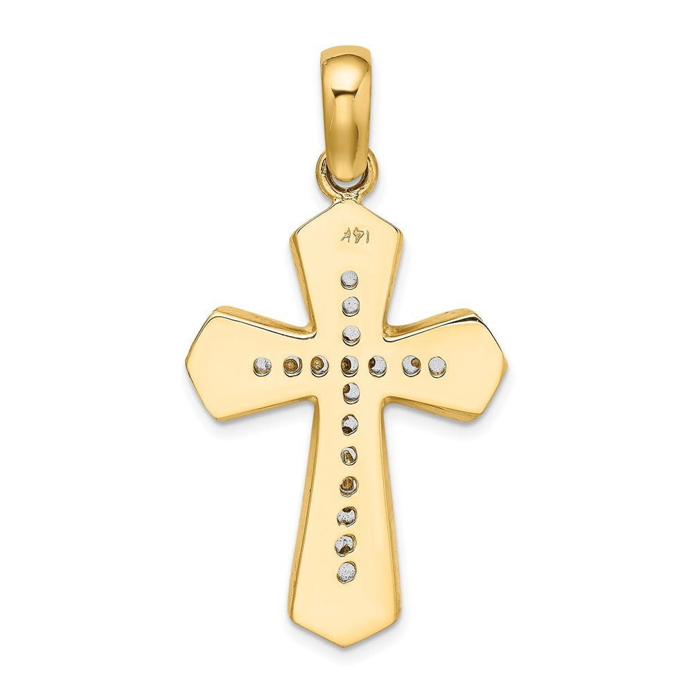 14K Two-Tone Gold Polished Cross Charm