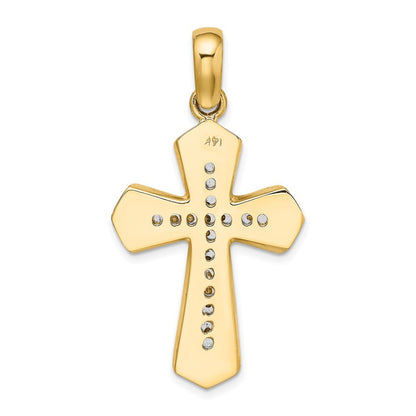 14K Two-Tone Gold Polished Cross Charm