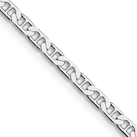 Sterling Silver Rhodium-plated 3mm Flat Anchor Chain Necklace