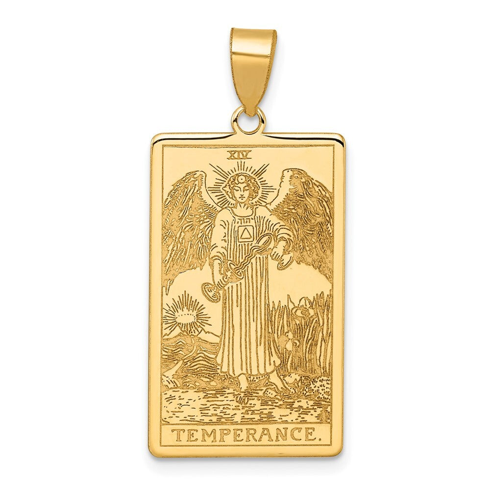 14k Yellow Gold Temperance Tarot Card Pendant for Women