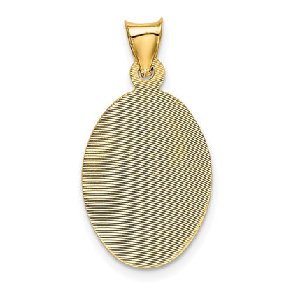 14k Yellow Gold w Rose and White Rhodium Diamond-Cut Baptism Oval Pendant