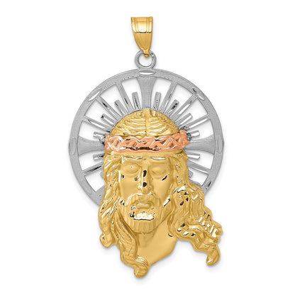 14K Tri-Color Gold Diamond-cut Christ Pendant