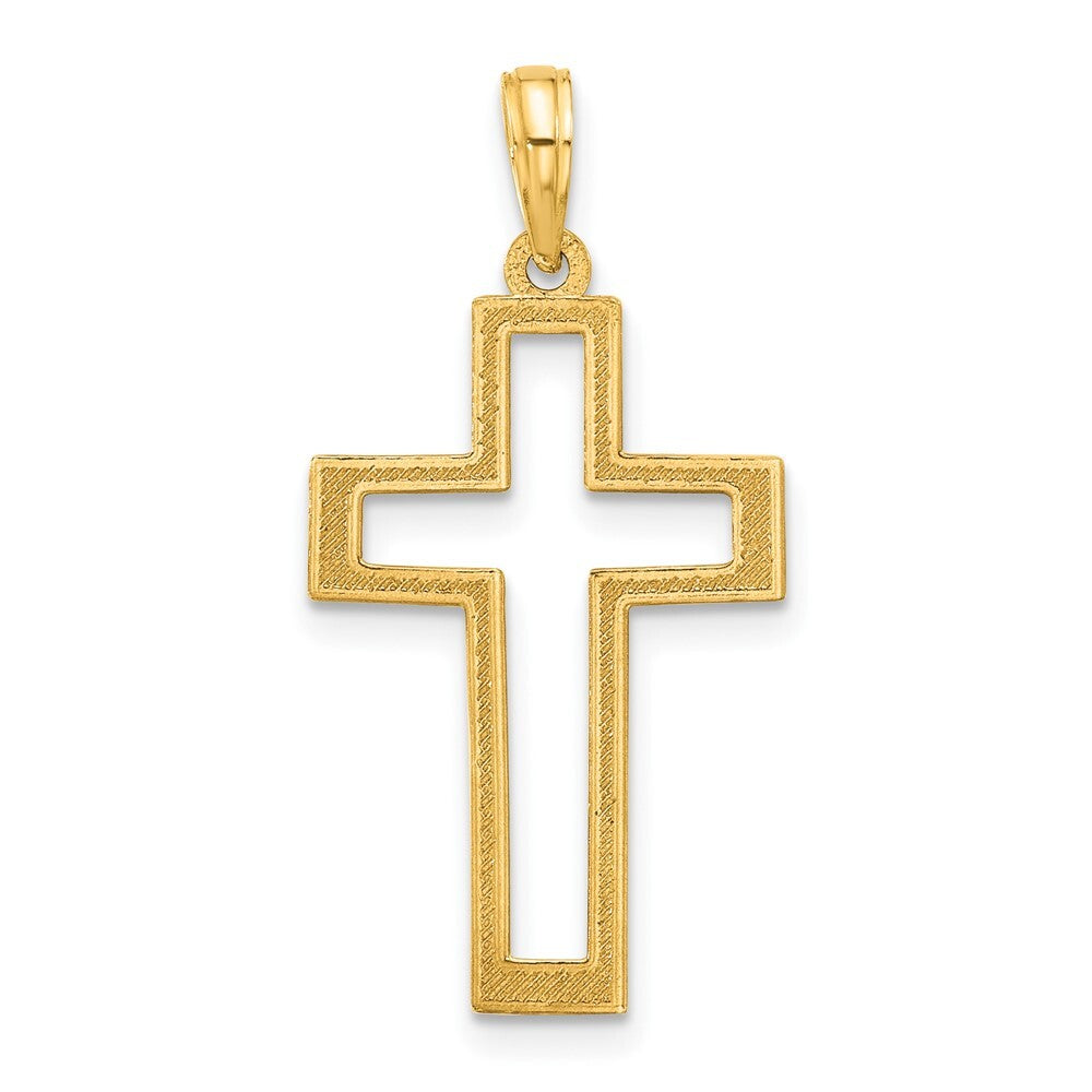 14k Yellow Gold Polished Cross Pendant
