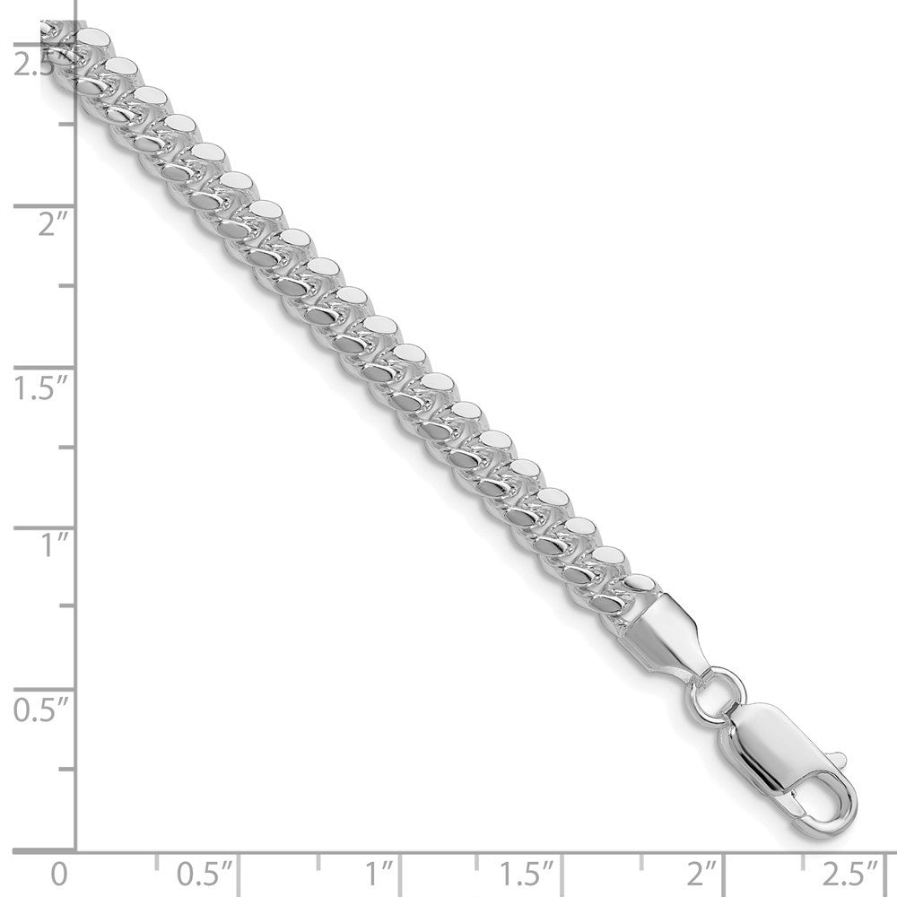 Sterling Silver Rhodium-plated Polished 5.7mm Domed Curb Chain Bracelet
