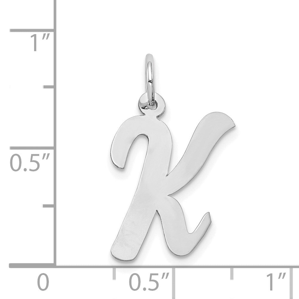 14k White Gold Large Script Letter K Initial Charm Pendant for Women