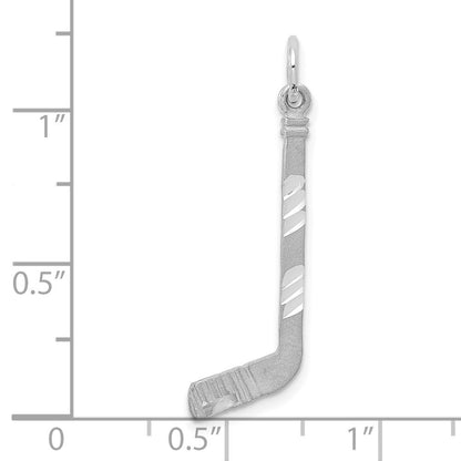 14k White Gold Satin Diamond-Cut Hockey Stick Charm