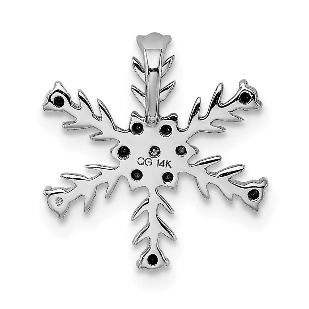14k White Gold .01ct. Diamond Snowflake Chain Slide Pendant for Women
