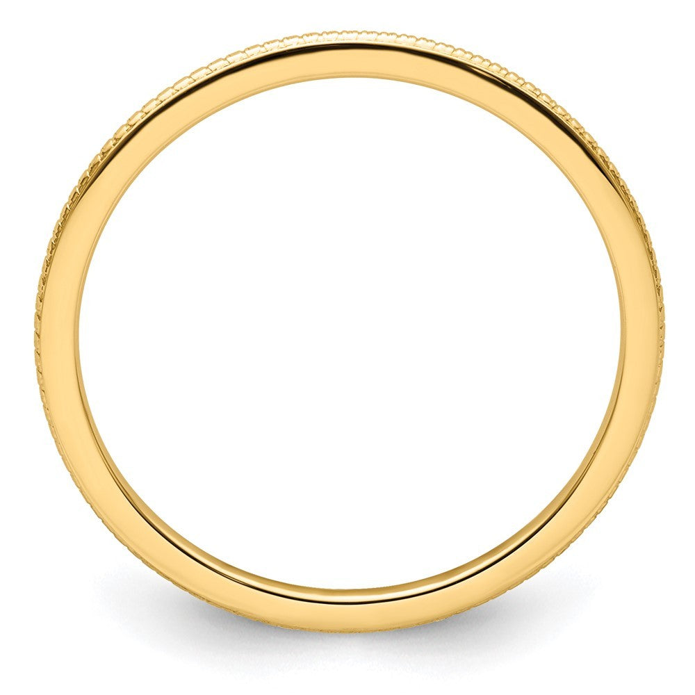 14k Yellow Gold 1.2mm Beaded Stackable Band Ring Size 10