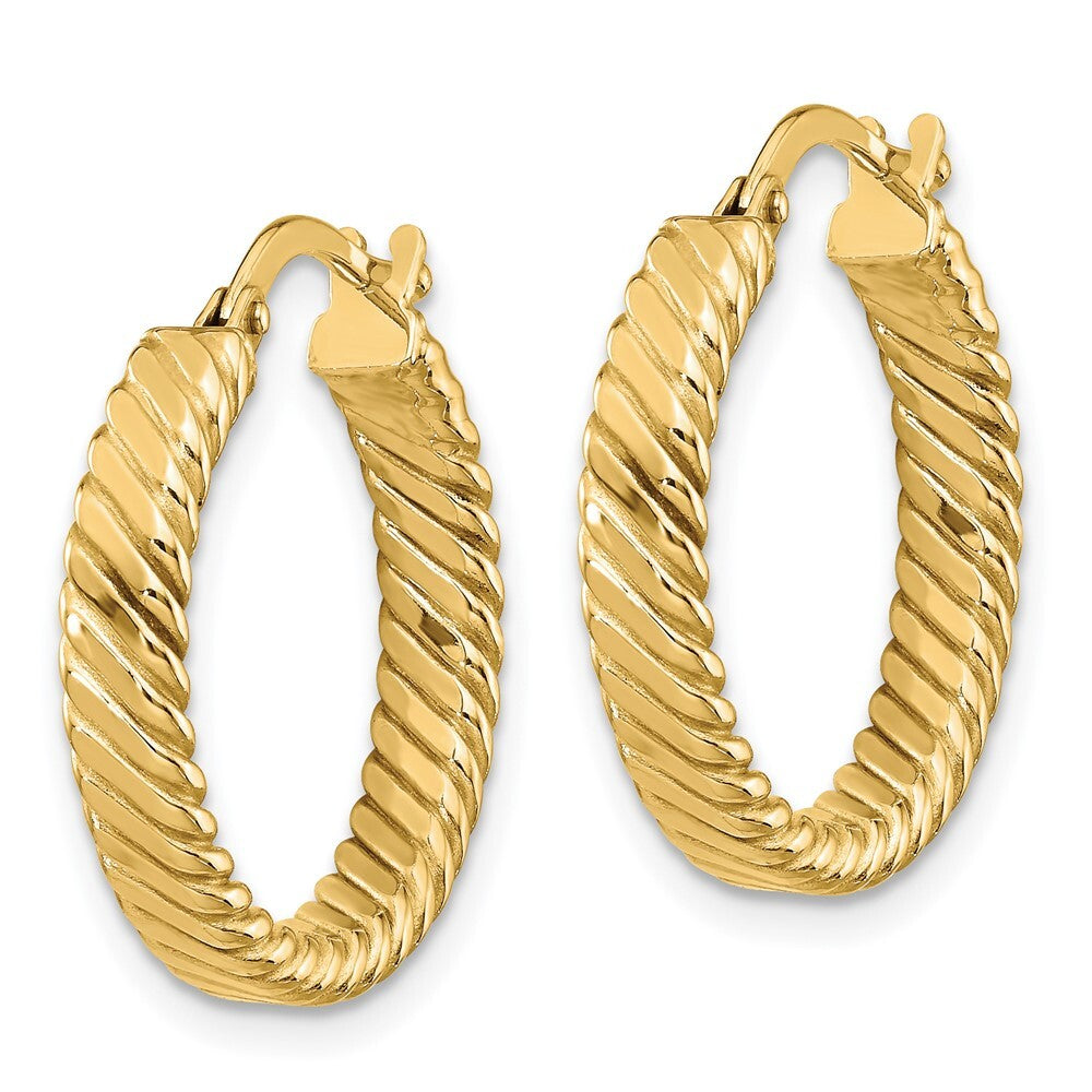 14k Yellow Gold Small 3mm Patterned Hoop Earrings Gift for Women