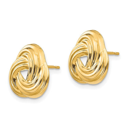 14k Yellow Gold Love Knot Stud Earrings Gift for Women