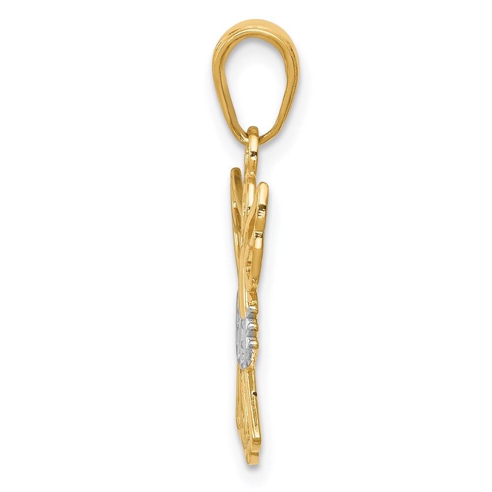 14k Yellow Gold Rhodium BELIEVE Angel Pendant for Women