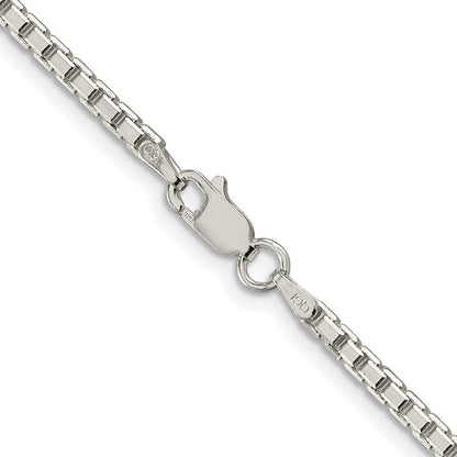 Sterling Silver Rhodium-plated 2.5mm 8 Sided Diamond-cut Box Chain Necklace