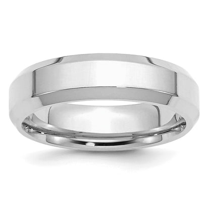 Sterling Silver Rhodium-plated 6mm Bevel Edge Size 11 Band Ring