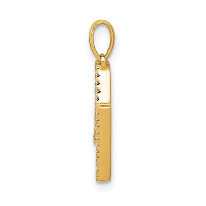 14k Yellow Gold Diamond Letter N Initial Pendant