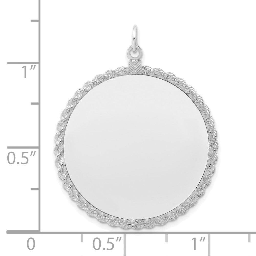 Sterling Silver Engraveable Round with Rope Polished Front/Satin Back Disc