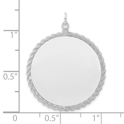 Sterling Silver Engraveable Round with Rope Polished Front/Satin Back Disc