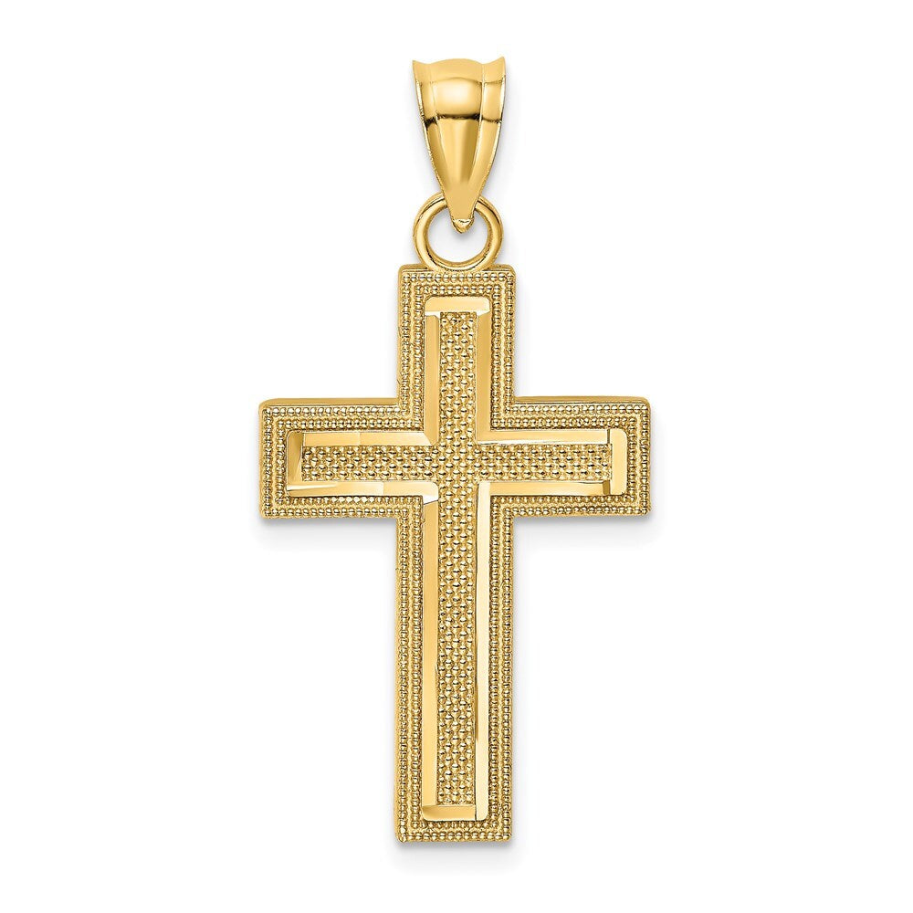 14k Yellow Gold Block Cross Charm Pendant for Women