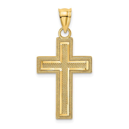 14k Yellow Gold Block Cross Charm Pendant for Women