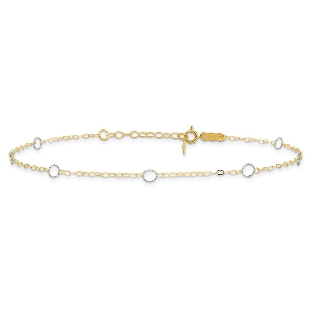 14k Two-tone Circles 7-Station 11" Anklet