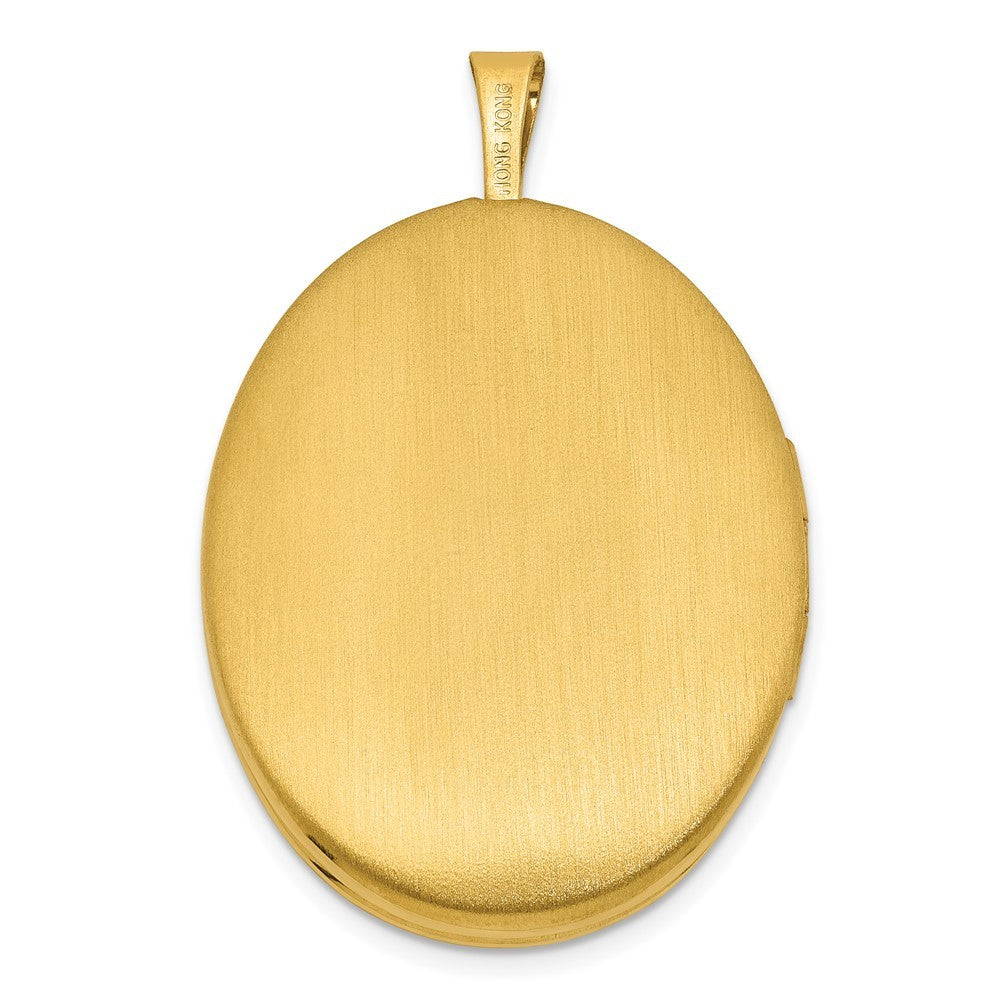 Sterling Silver Gold-plated Polished Front Brushed Back Two Dolphins Oval Locket
