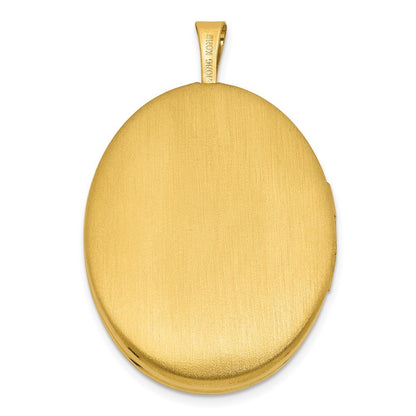 Sterling Silver Gold-plated Polished Front Brushed Back Two Dolphins Oval Locket
