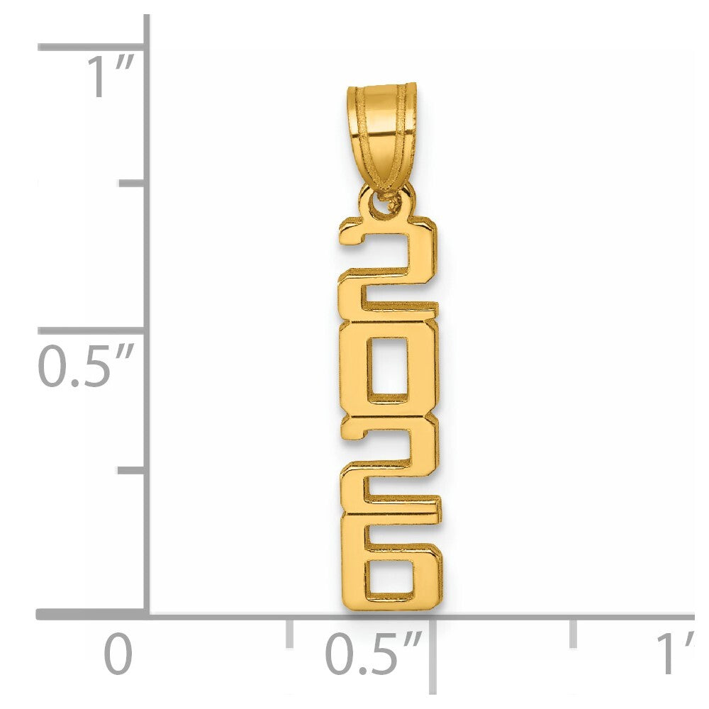 14k Yellow Gold Polished Vertical 2026 Graduation Charm