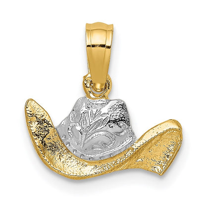 14k Yellow Gold w/ Rhodium Cowboy Hat Charm