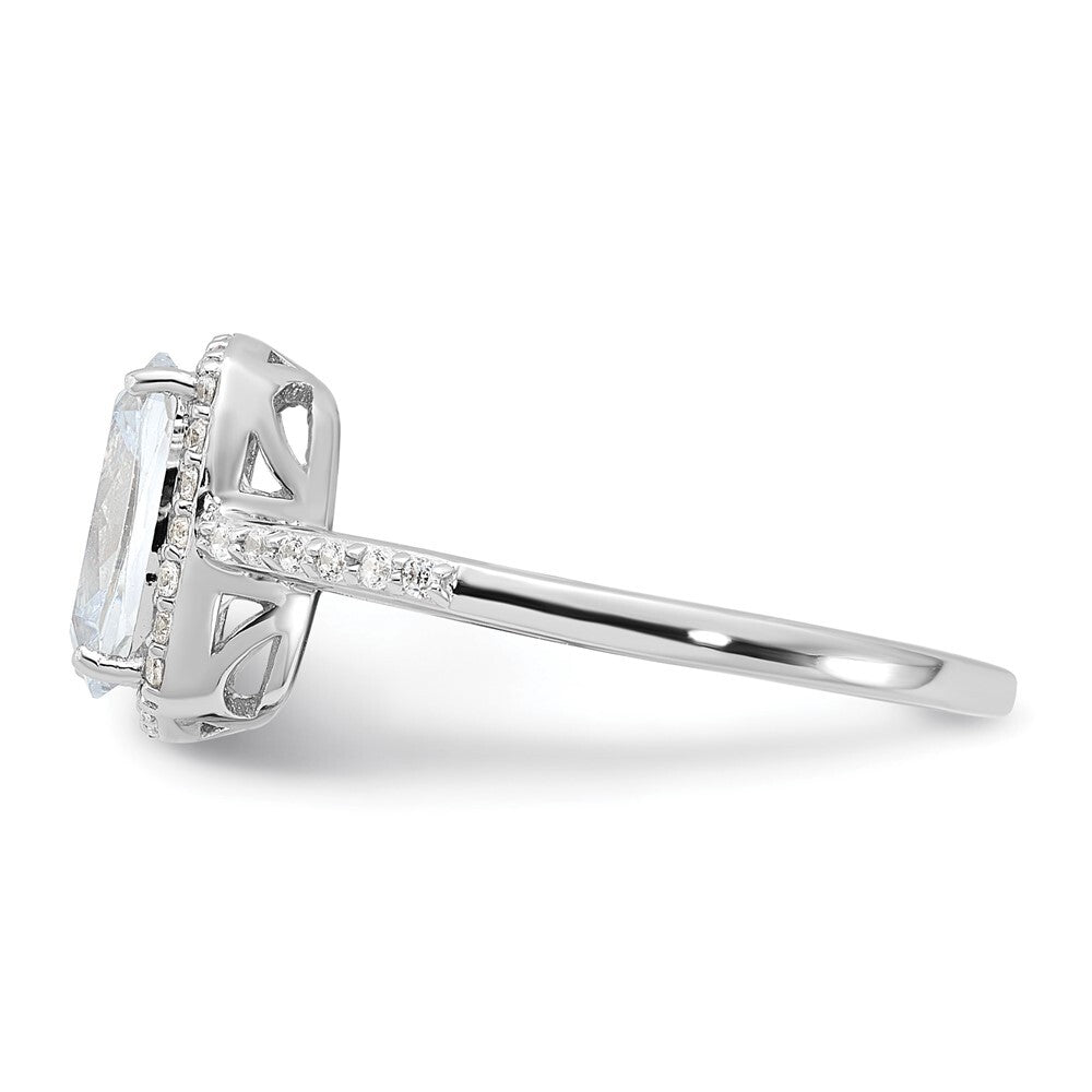 Sterling Silver Rhodium-plated 9x7 Cushion Cubic Zirconia Ring Size 8