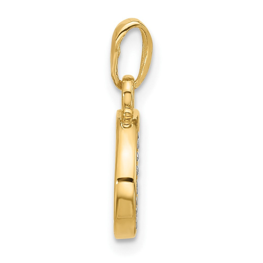 14k Yellow Gold with Rhodium Diamond Letter G Initial Pendant