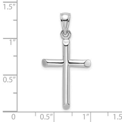 14k White Gold Polished Cylinder Cross Charm Pendant