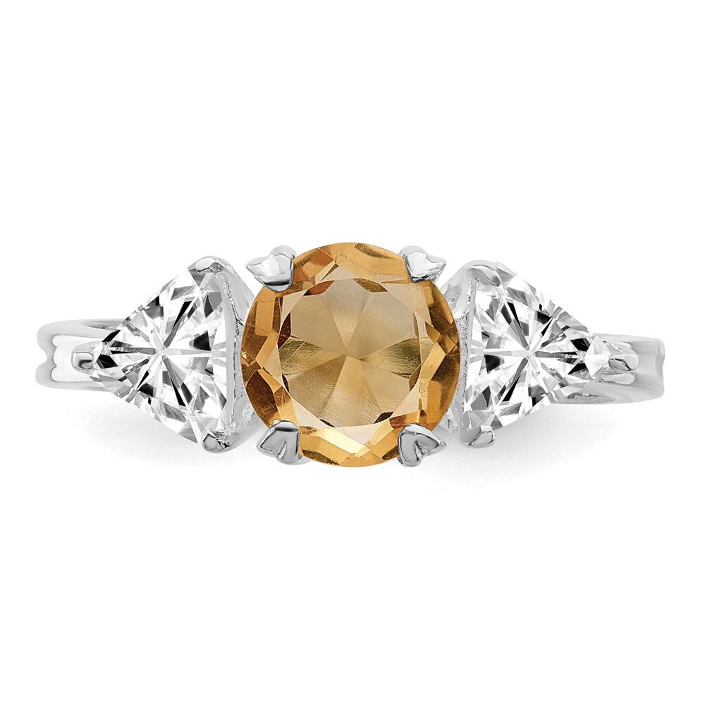 Sterling Silver Rhodium Citrine ring Size 6