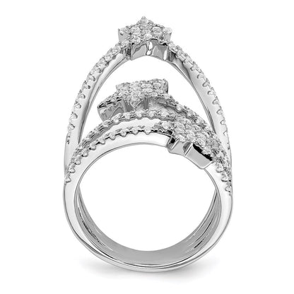 Sterling Silver Rhodium-plated Cubic Zirconia Star Ring Size 8