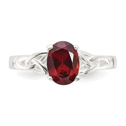 Sterling Silver Polished Garnet Ring Size 8