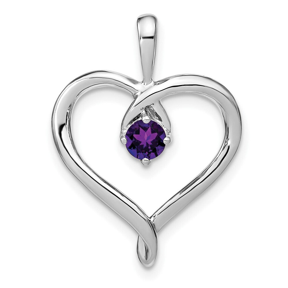 14k White Gold Amethyst Heart Pendant for Women