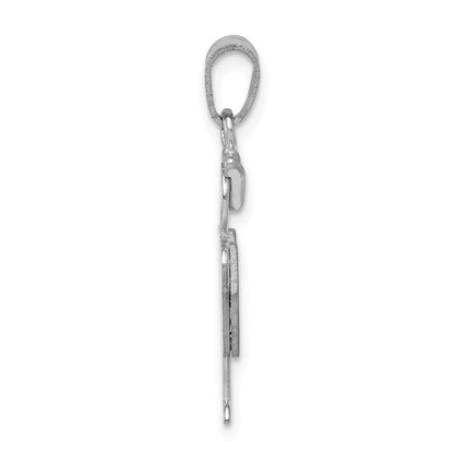 14k White Gold Small Boy Hat on Right Engravable Charm Pendant for Women
