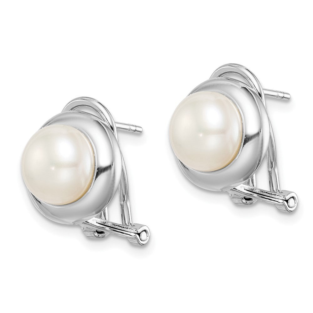 Sterling Silver 8-9mm Freshwater Cultured Pearl Omega Back Earrings
