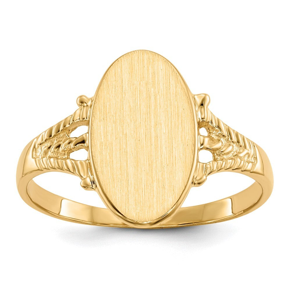 14K Yellow Gold 14.0x8.5mm Closed Back Signet Ring