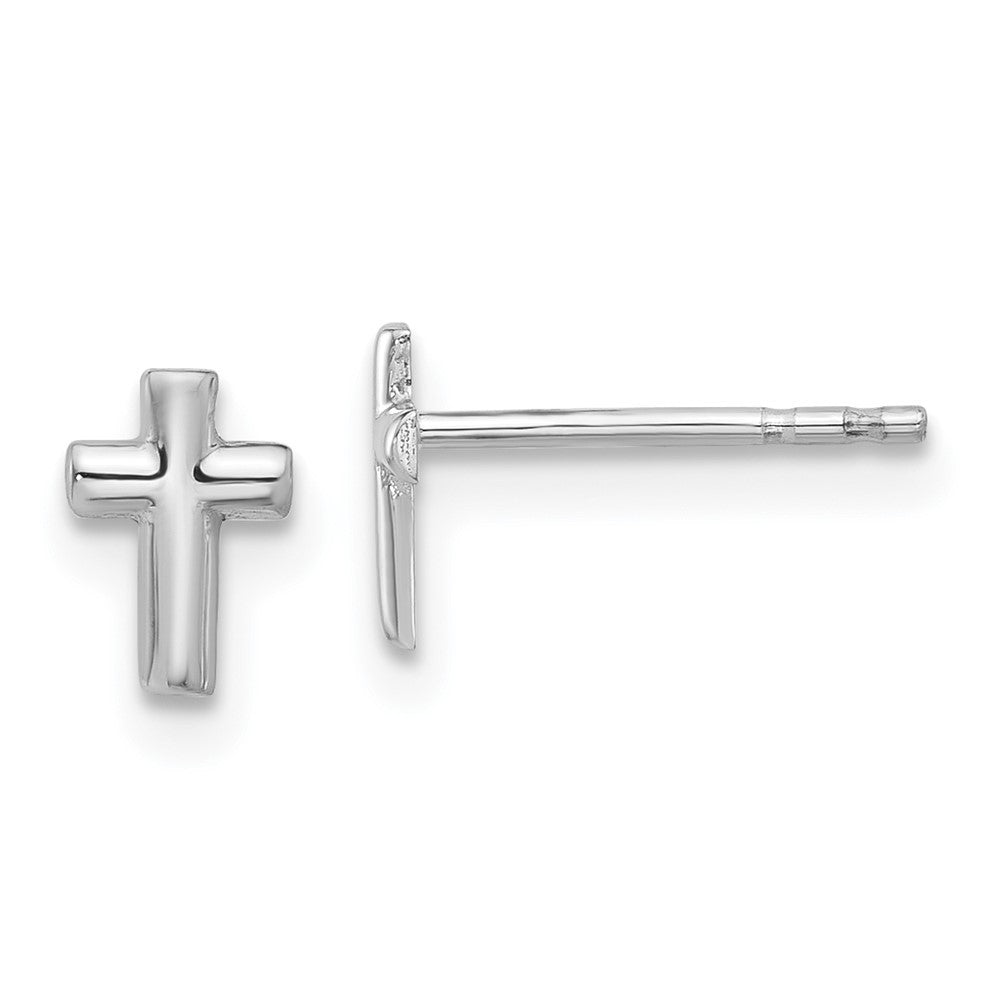 14K White Gold Polished Cross Earrings