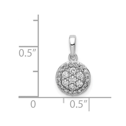 14k White Gold 1/4ct. Diamond Round Halo Cluster Pendant for Women