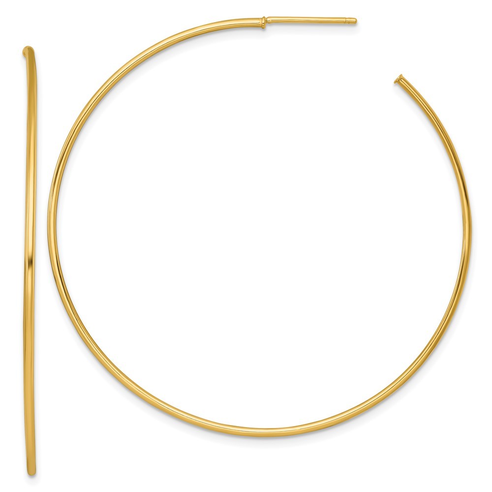 14k Yellow Gold Polished 1.2 x 55mm Solid C-Hoop Earrings