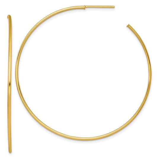 14k Yellow Gold Polished 1.2 x 55mm Solid C-Hoop Earrings