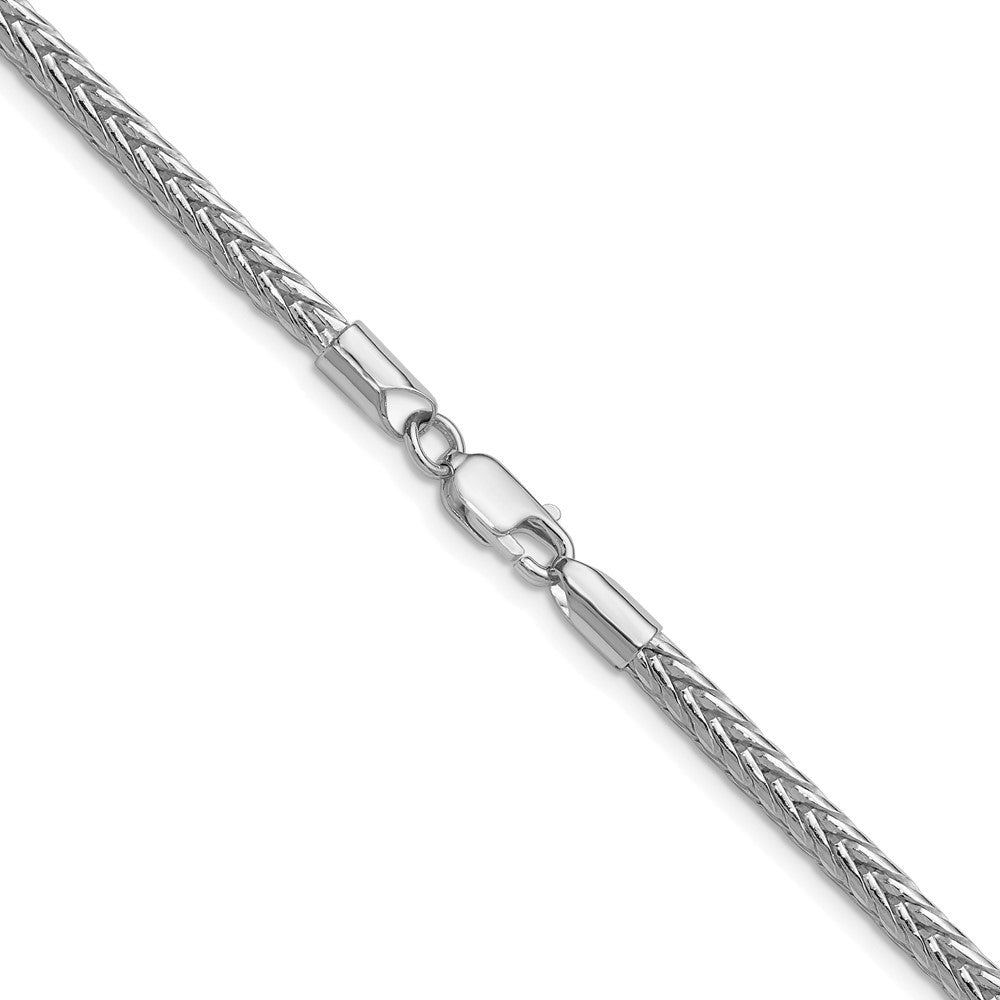 Sterling Silver Rhodium-plated 3.4mm Diamond-cut Round Franco Chain Necklace