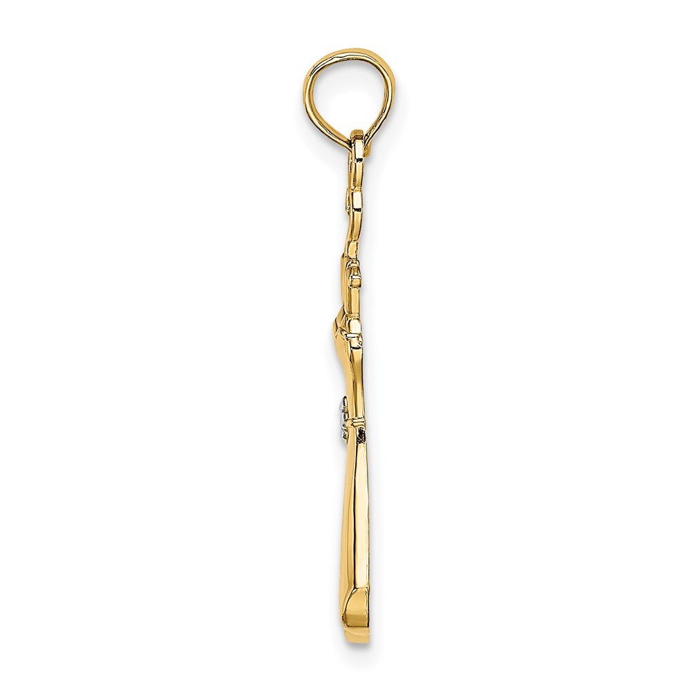 14k Yellow Gold Rhodium Dress  Flower Charm Pendant for Women