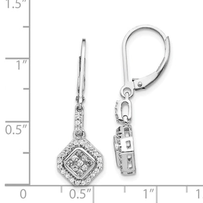14k White Gold Diamond Leverback Drop & Dangle Earrings