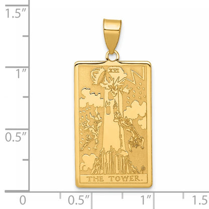 14k Yellow Gold The Tower Tarot Card Pendant for Women